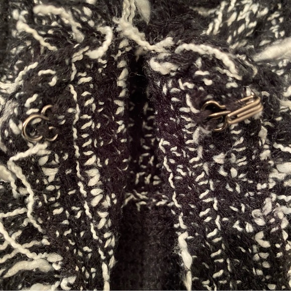 Fate By LFD Boho Fringe Black/White Open Cardigan, Size S - Picture 5 of 12